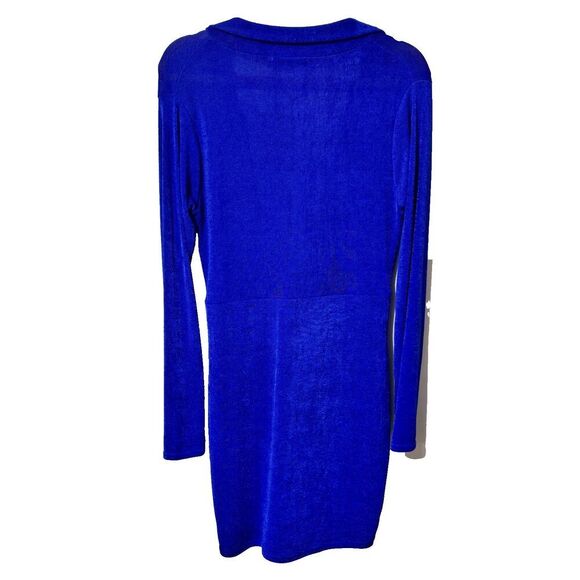 NWT Missguided Womens V-Neck Tall Knot Front Collared Mini Dress Blue 10 Y2K - Picture 2 of 7